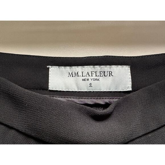 MM Lafleur Black Trouser Slacks Relaxed Straight Leg Sz 6 Adjustable Hem Career - Picture 5 of 13